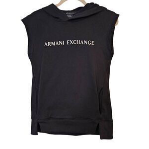 Armani Exchange sleeveless hooded sweatshirt.  Size XS.